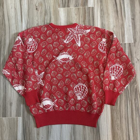 VTG 90s Tricots St Raphael Sweater Red Small Christmas Beach Holiday Retro USA - Picture 1 of 5